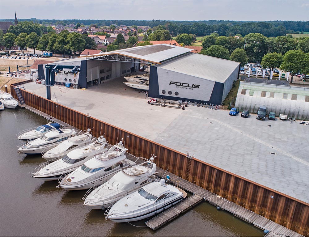 Aerial view of the Focus Marine shipyard